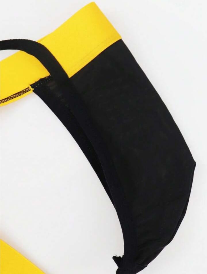 Men's Color Block Thong, Underwear Suitable For Dates